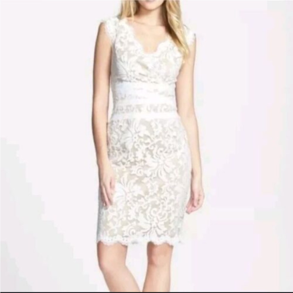 Tadashi shoji CARIA EMBROIDERED LACE DRESS - white size 10